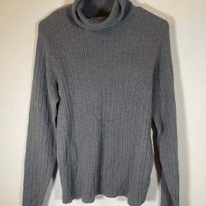 NWOT HALSTON Women's Grey Ribbed Merino Wool Turtleneck Sweater XL
